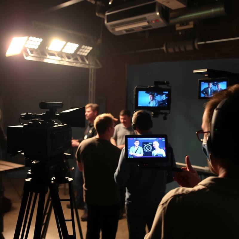 Film set with crew
