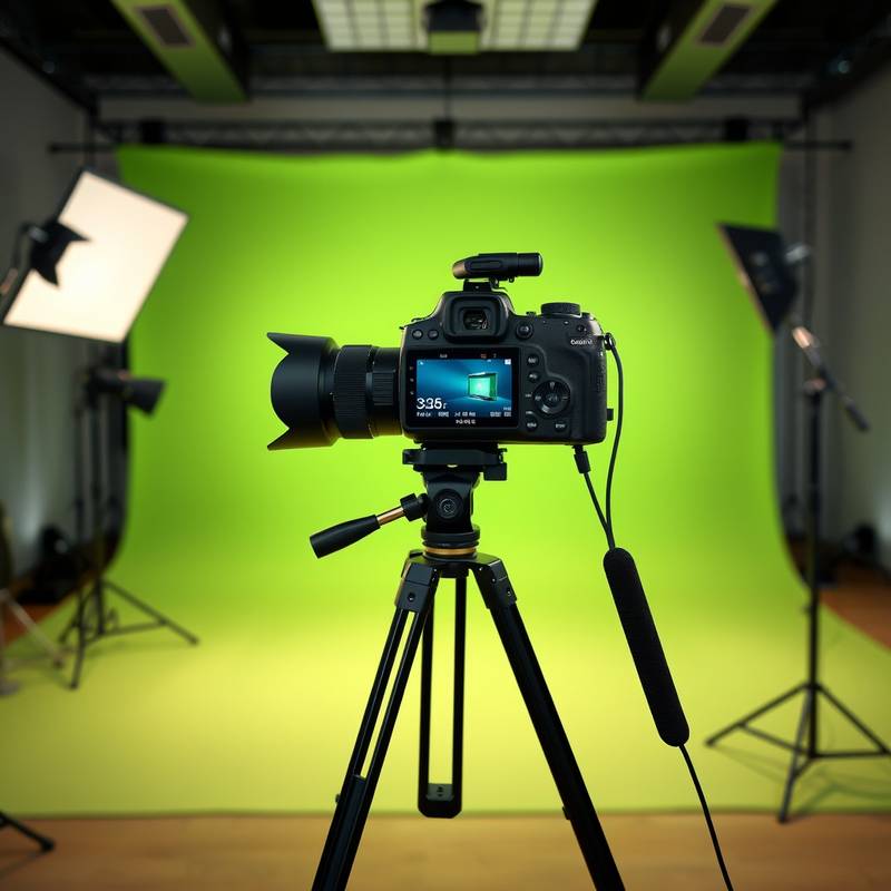 Professional camera on a tripod